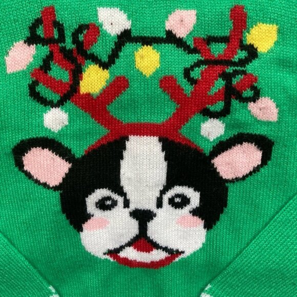 Girls' Happy Holidays Christmas Sweater L/G Green - Picture 3 of 5